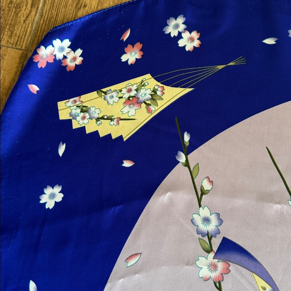 Botanical Floral Blue - purple like and Cream Scarf - Picture 4 of 5